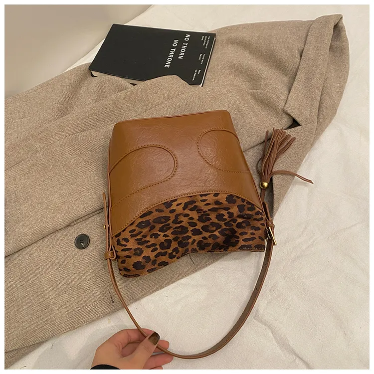 Fitchell PU Commute Bucket Bag Crossbody Bag Women's Brown/Coffee/Black-3