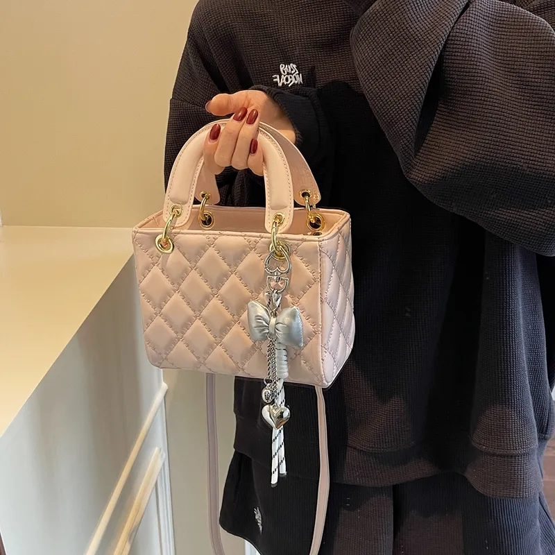 Fitchell PU Lady Dior Crossbody Handbag Women's Blue/Silver/Black/Ecru/Pink/Burgundy-21