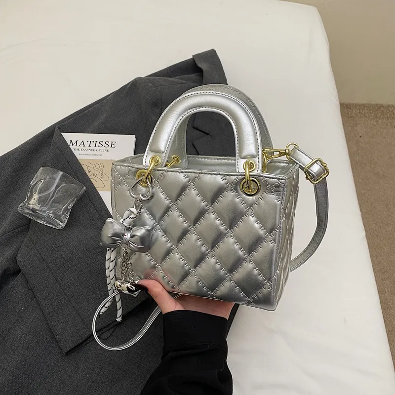 Fitchell PU Lady Dior Crossbody Handbag Women's Blue/Silver/Black/Ecru/Pink/Burgundy-10