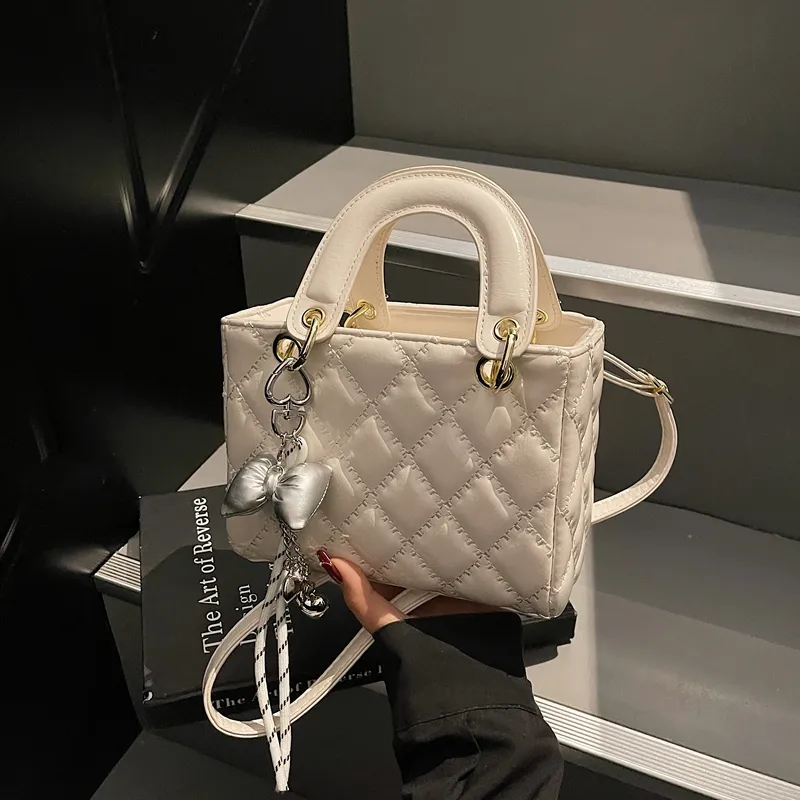 Fitchell PU Lady Dior Crossbody Handbag Women's Blue/Silver/Black/Ecru/Pink/Burgundy-17