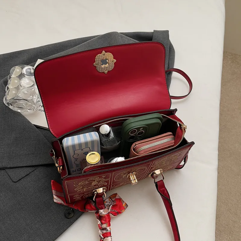 Fitchell PU Handbag Regular Women's Red/Brown-5