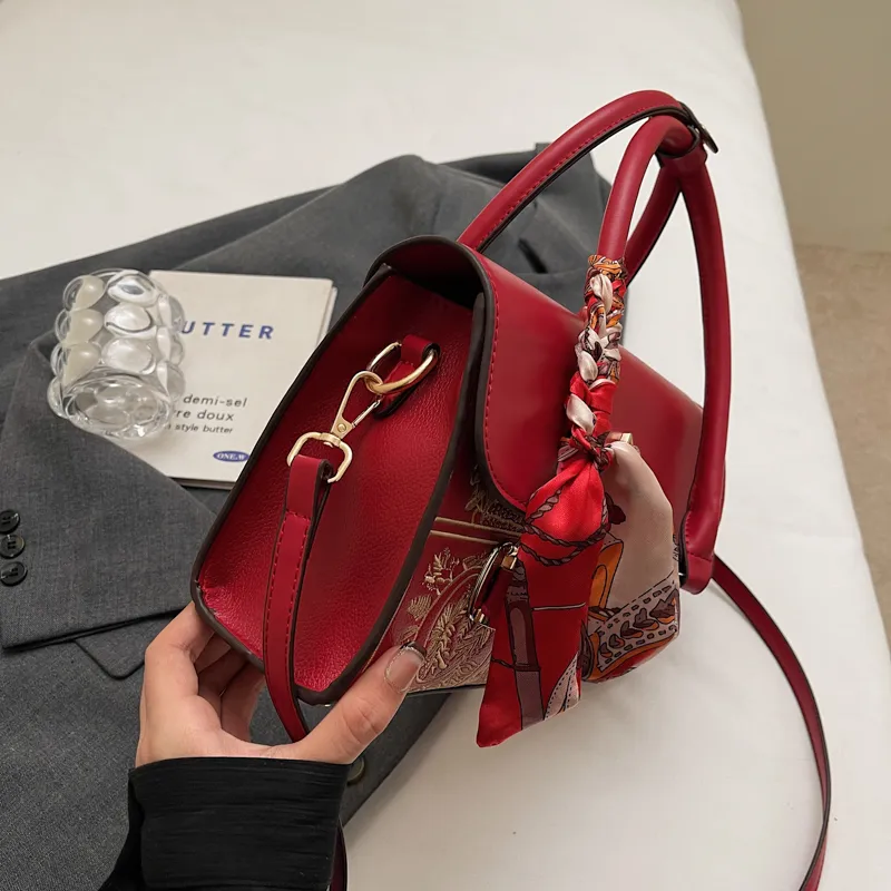 Fitchell PU Handbag Regular Women's Red/Brown-1