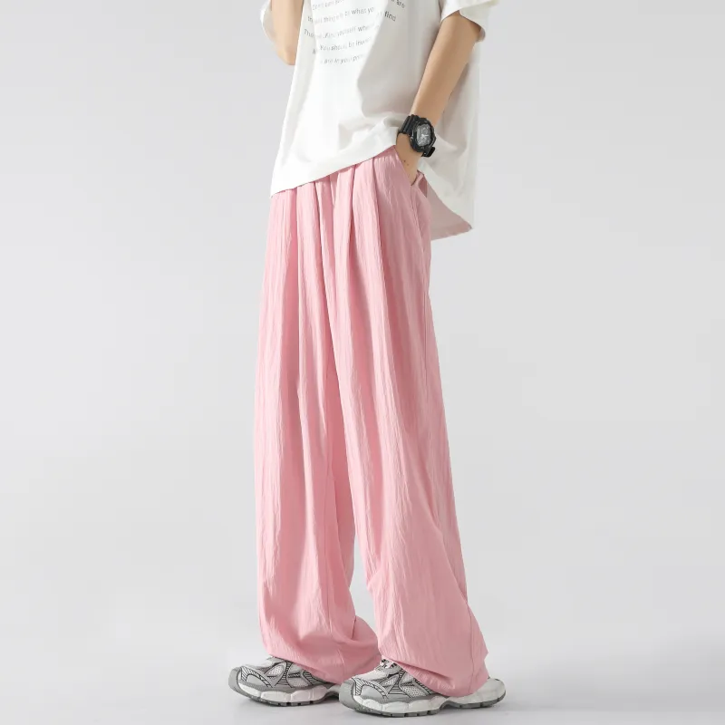 ELNHEN Casual Pants Unisex Pink-2