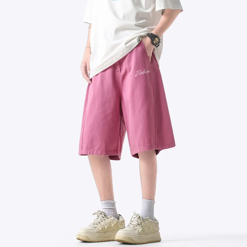 ELNHEN Denim Shorts Unisex Pink-4