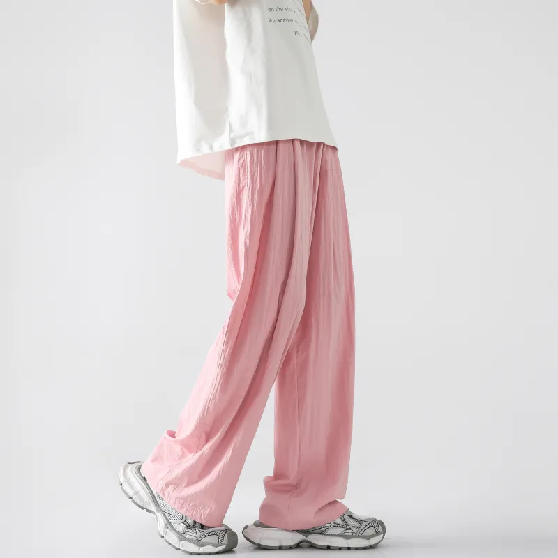 ELNHEN Casual Pants Unisex Pink-5