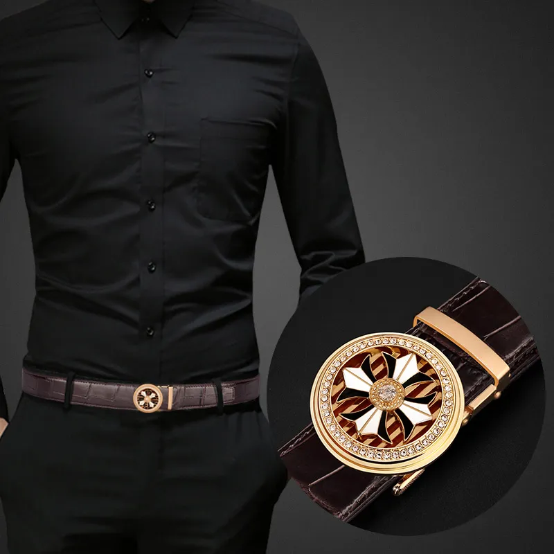 LUCKY LION Time Luck Belt Gift Box Set Casual Trendy Pants Belt Leather Belts Men's Width 3.5cm-1