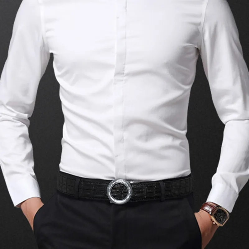 LUCKY LION Business Belt Casual Pants With Automatic Buckle Leather Belts Men's Width 3.5CM-3