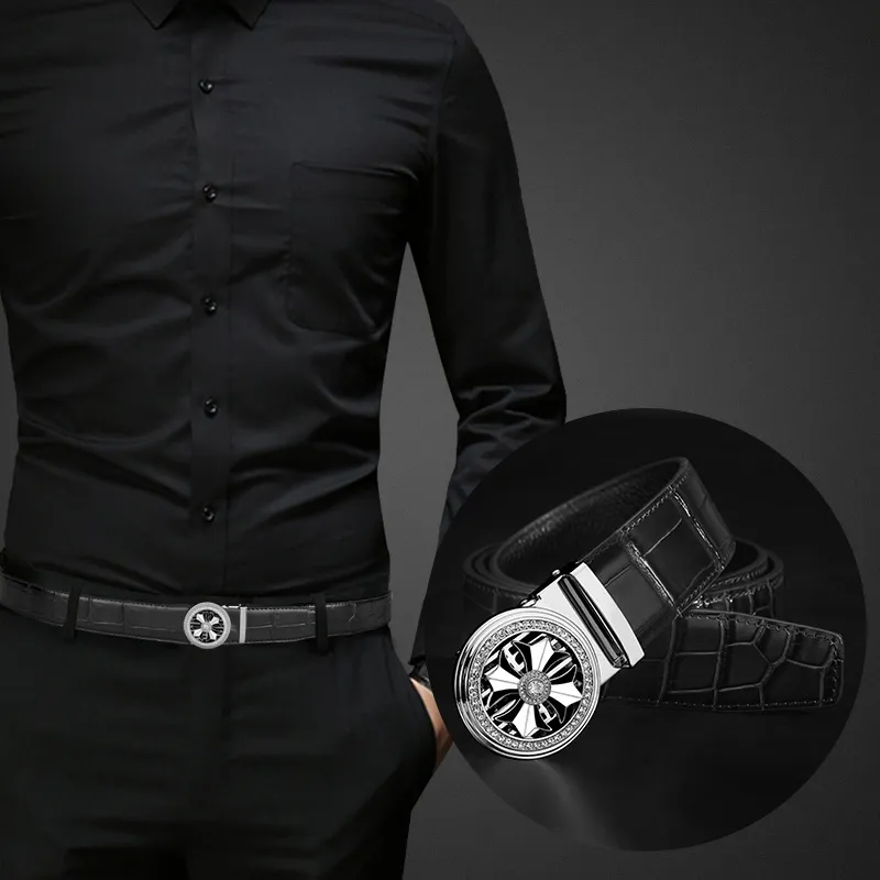 LUCKY LION Time Luck Belt Gift Box Set Casual Trendy Pants Belt Leather Belts Men's Width 3.5cm-4