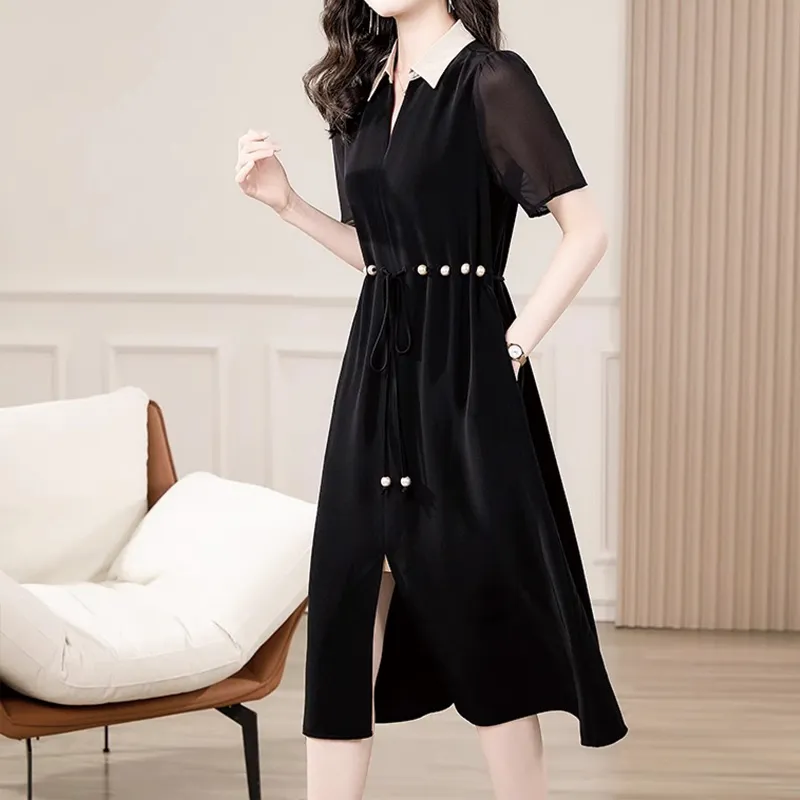 Mapping Short Sleeved Dresses Women's Black-4