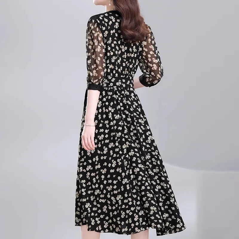 Mapping Short Sleeved Dresses Women's Black-4