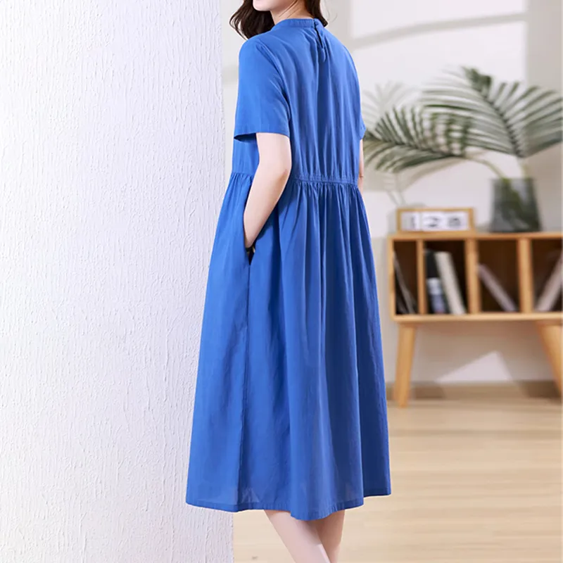 Mapping Short Sleeved Dresses Women's Blue-5