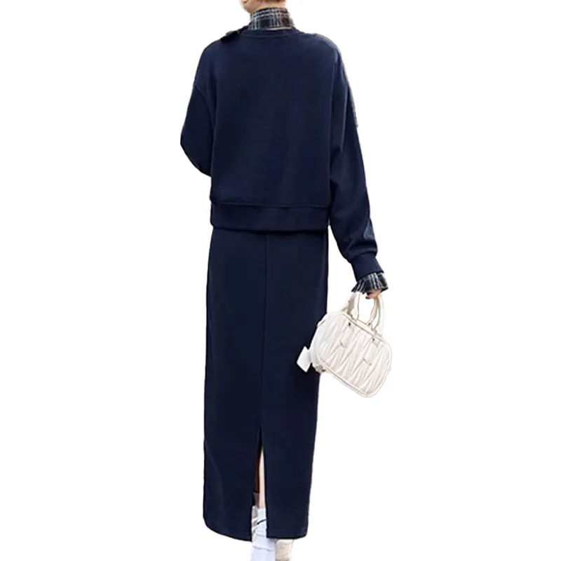 Mapping Skirt Set Women's Navy Blue-1