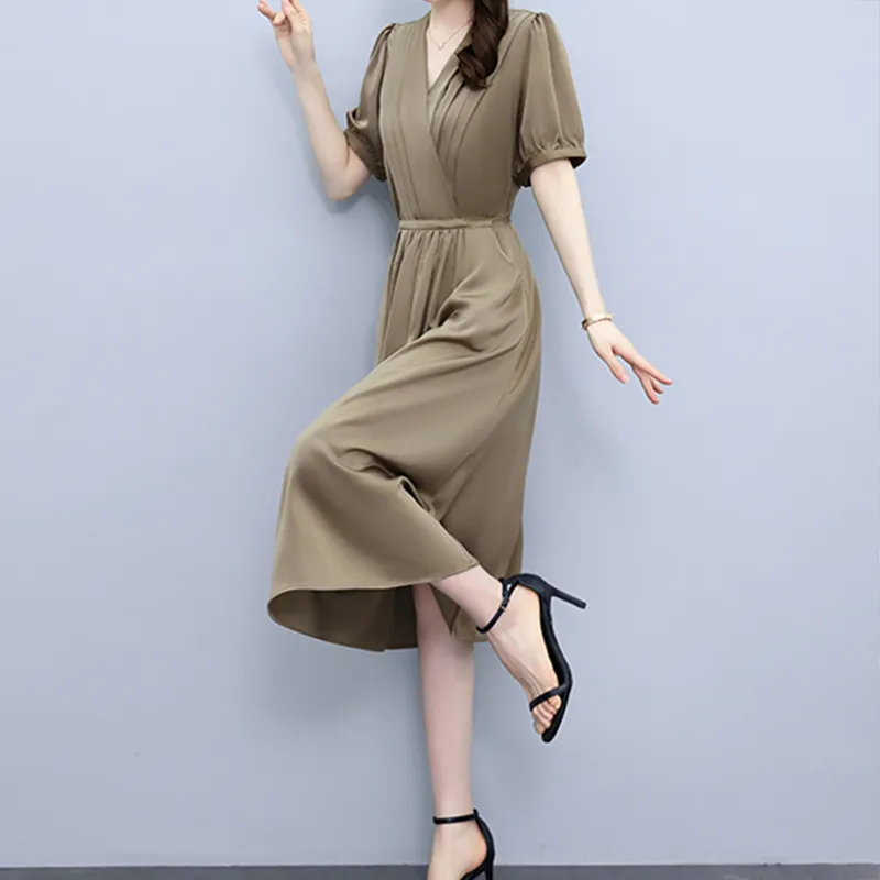 Mapping Short Sleeved Dresses Women's Champagne-4