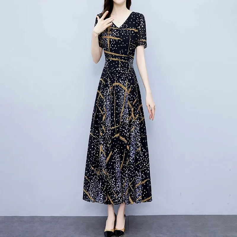 Mapping Short Sleeved Dresses Women's Black-3