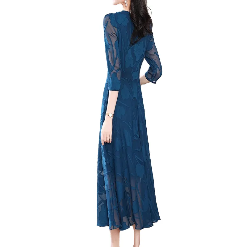 Mapping Short Sleeved Dresses Women's Blue-1