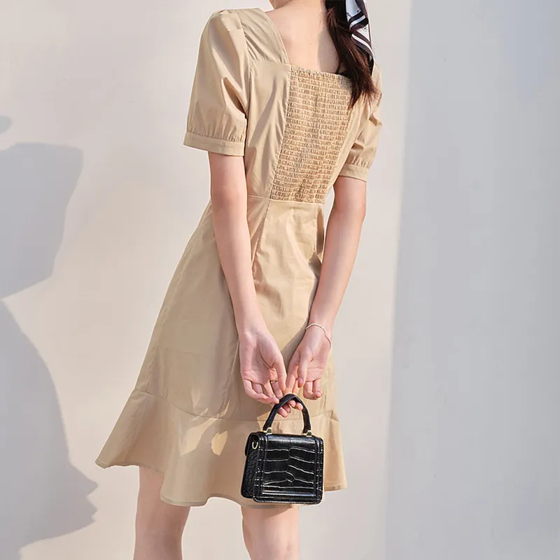 Mapping Short Sleeved Dresses Women's Natural Khaki-4