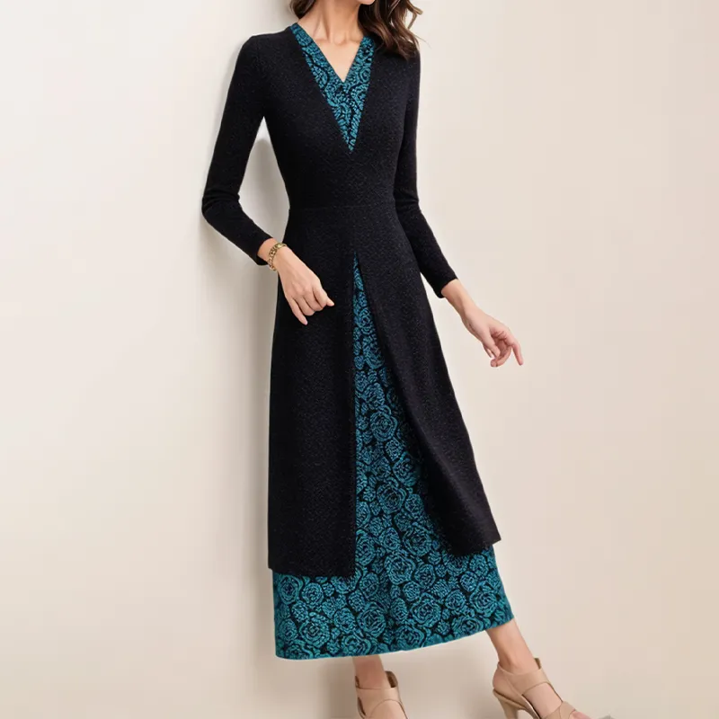 Mapping Long Sleeved Dresses Women's Image Color-3