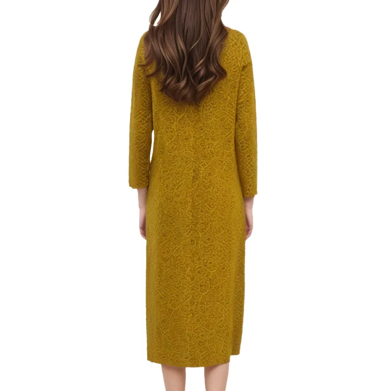 Mapping Long-Sleeved Dresses Women's Yellow-1