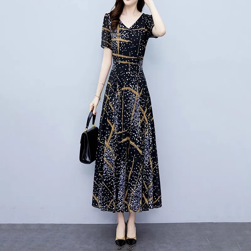 Mapping Short Sleeved Dresses Women's Black-2