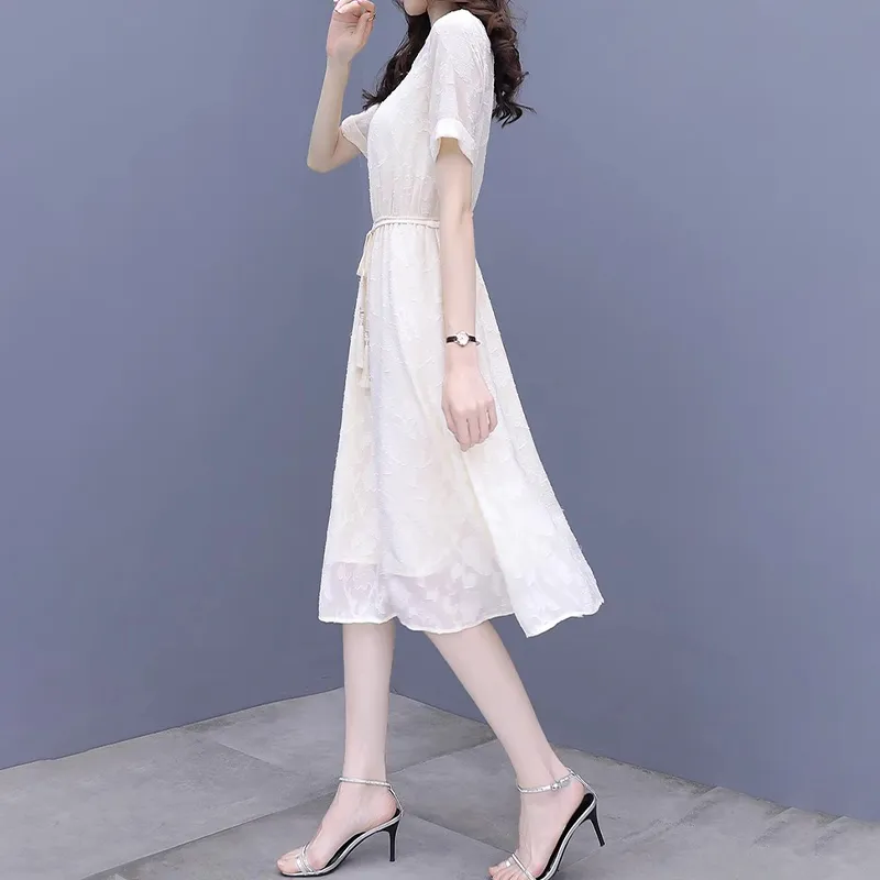 Mapping Short Sleeved Dresses Women's Ecru-6