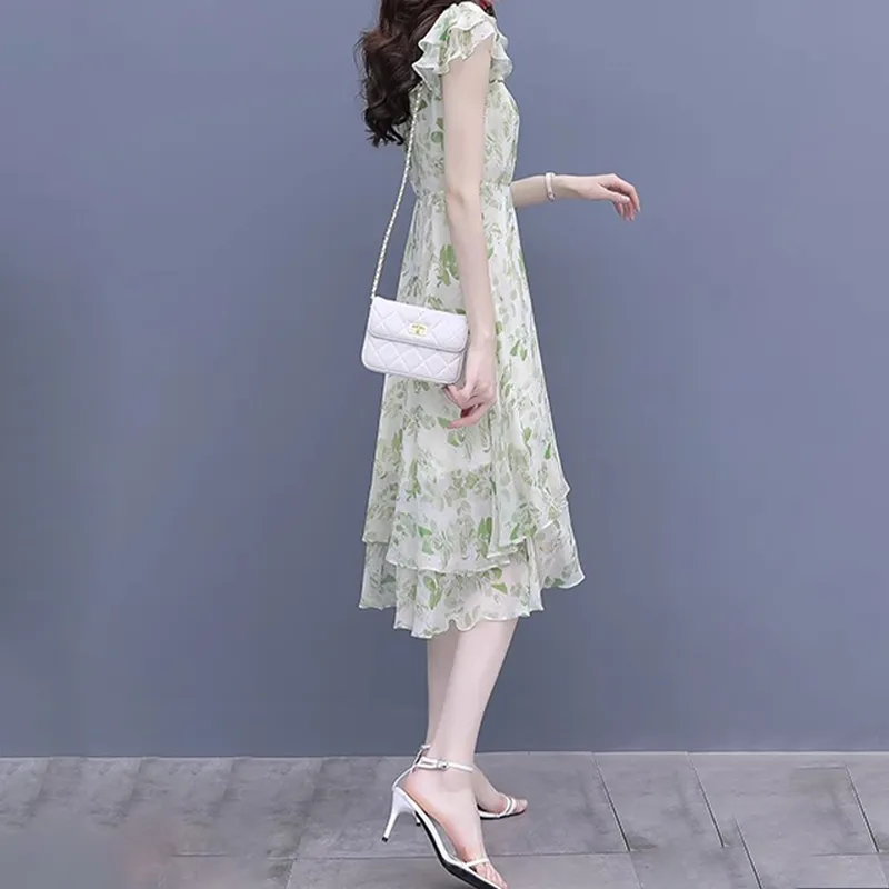 Mapping Short Sleeved Dresses Women's Emerald Green-3