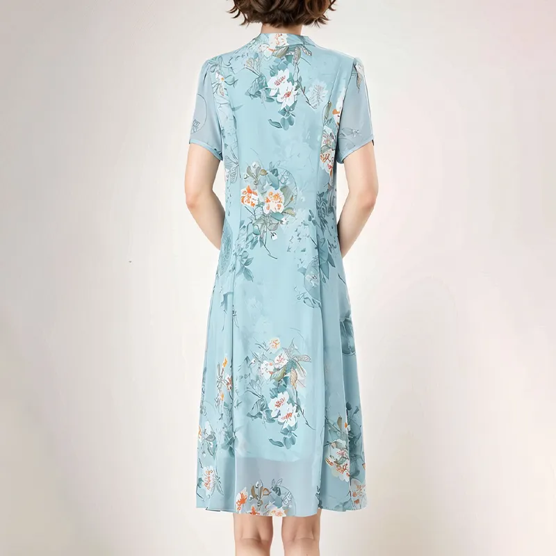 Mapping Short Sleeved Dresses Women's Blue-5