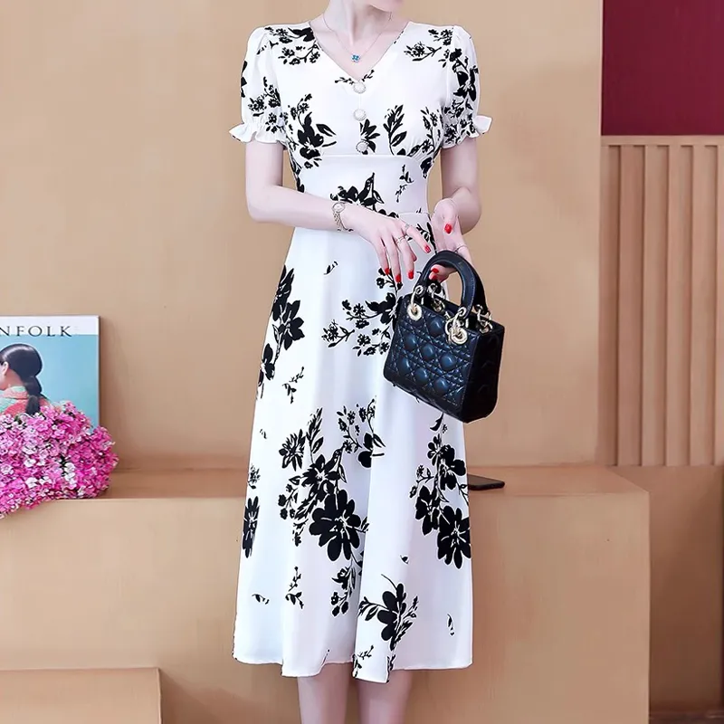 Mapping Short Sleeved Dresses Women's Print-2