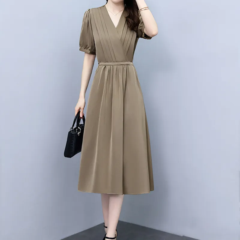 Mapping Short Sleeved Dresses Women's Champagne-3