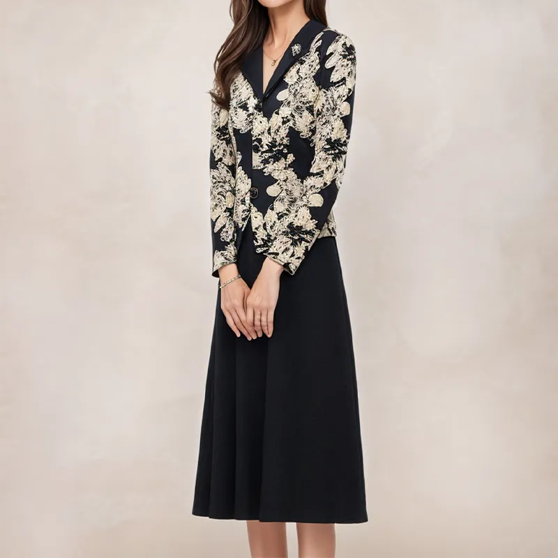Mapping Long Sleeved Dresses Women's Black-3