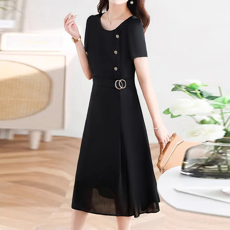 Mapping Short Sleeved Dresses Women's Black-4