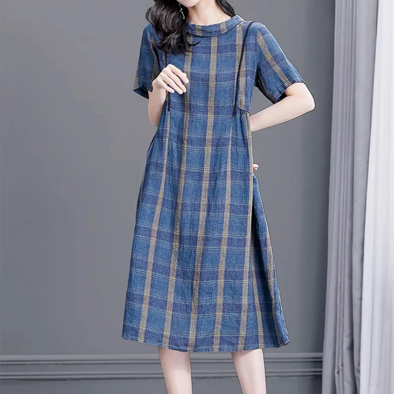 Mapping Short Sleeved Dresses Women's Blue-3