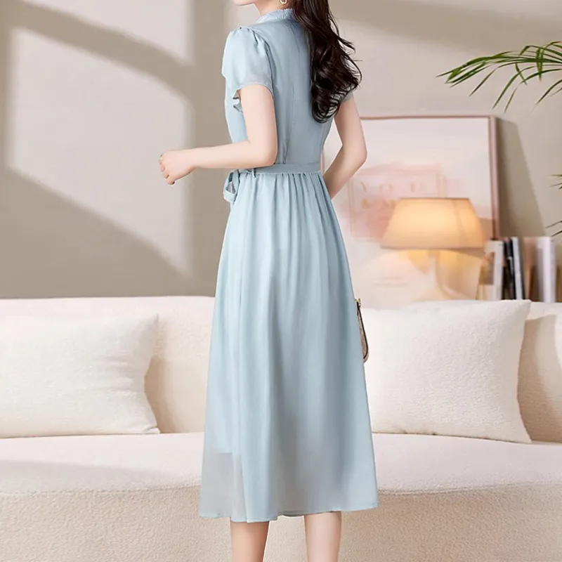 Mapping Short Sleeved Dresses Women's Sky Blue-6