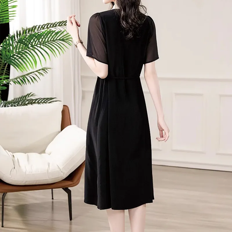 Mapping Short Sleeved Dresses Women's Black-5