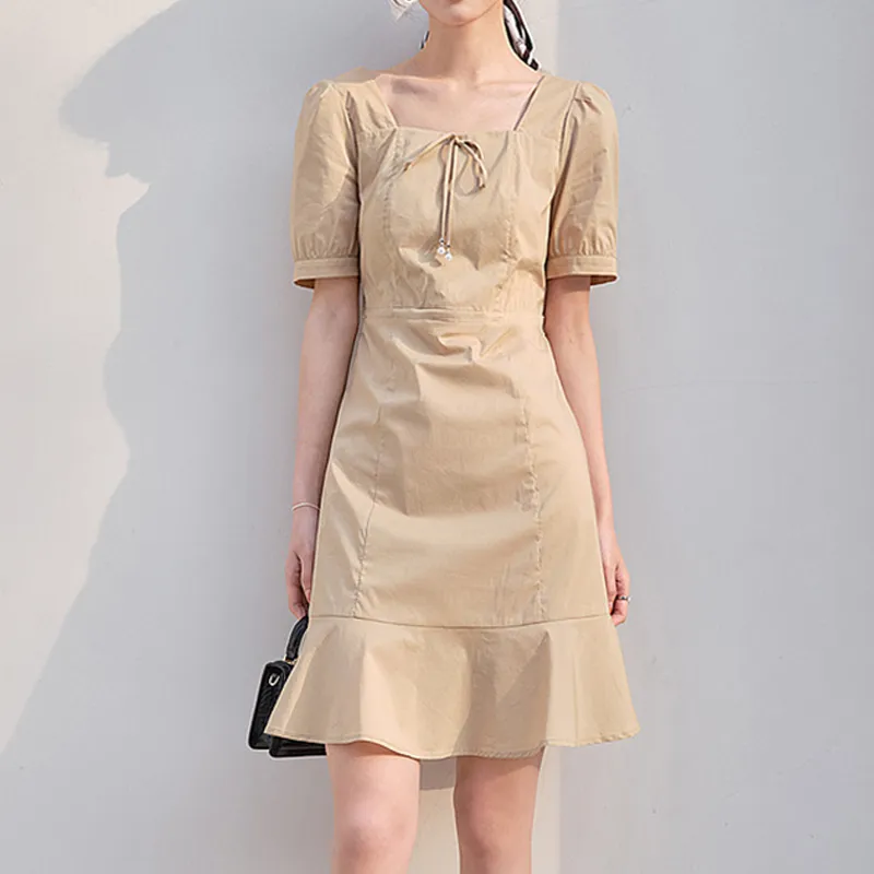 Mapping Short Sleeved Dresses Women's Natural Khaki-3