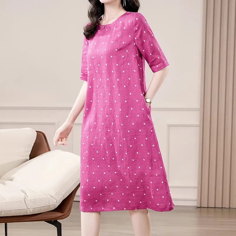 Mapping Short Sleeved Dresses Women's Rose Red-4