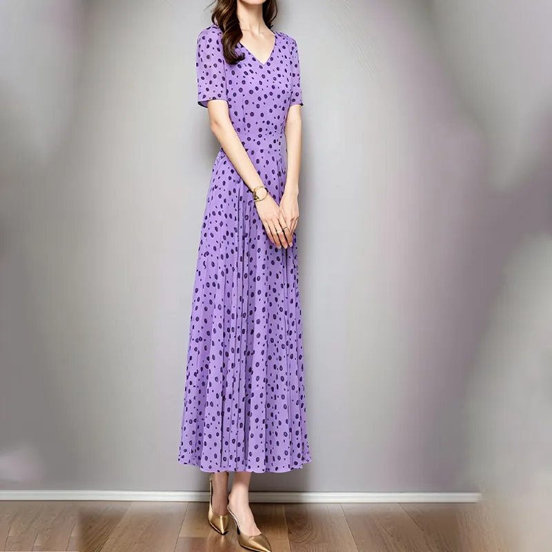 Mapping Short Sleeved Dresses Women's Purple-3