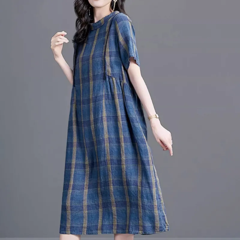 Mapping Short Sleeved Dresses Women's Blue-4