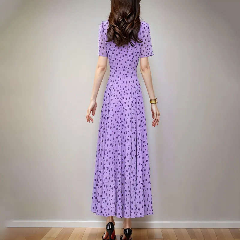 Mapping Short Sleeved Dresses Women's Purple-4