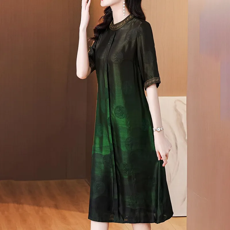 Mapping Short Sleeved Dresses Women's Dark Green-3