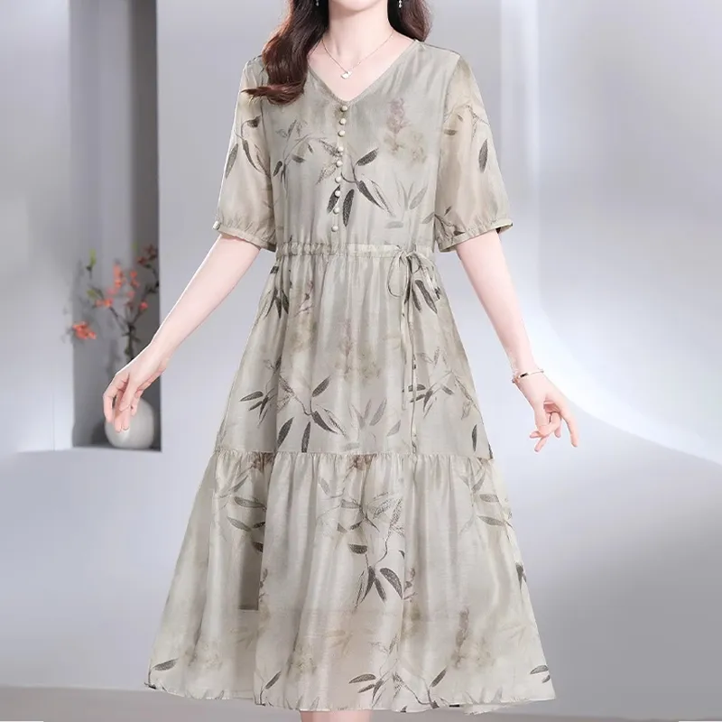 Mapping Short Sleeved Dresses Women's Greige-5