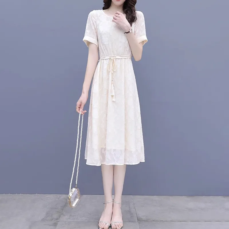 Mapping Short Sleeved Dresses Women's Ecru-5