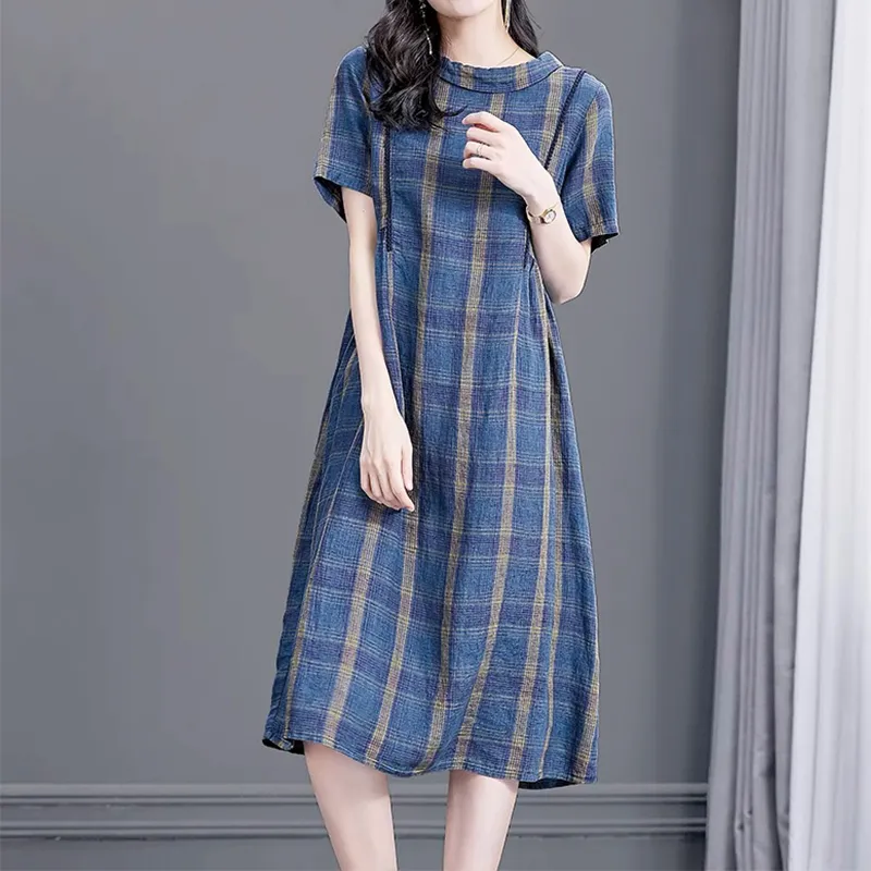 Mapping Short Sleeved Dresses Women's Blue-2