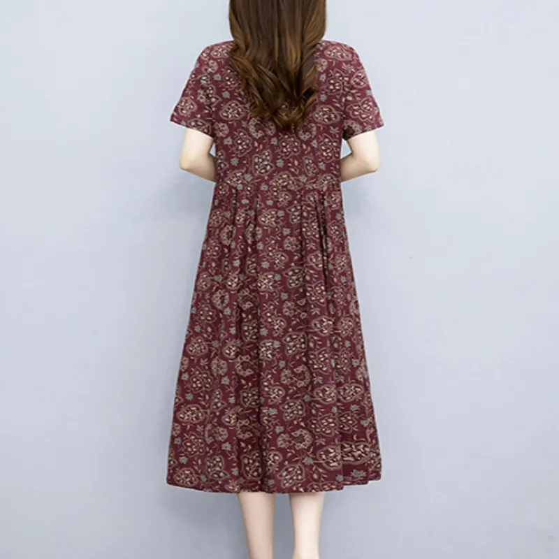 Mapping Short Sleeved Dresses Women's Burgundy-3