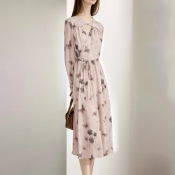 Mapping Long-Sleeved Dresses Women's Multicolor
