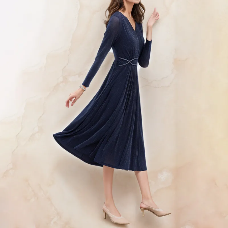 Mapping Long Sleeved Dresses Women's Blue-2