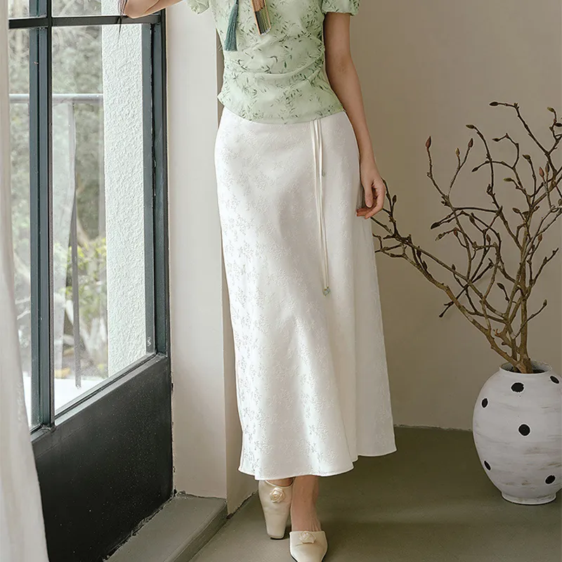 Mapping Casual Long Skirts Women's Ecru-4