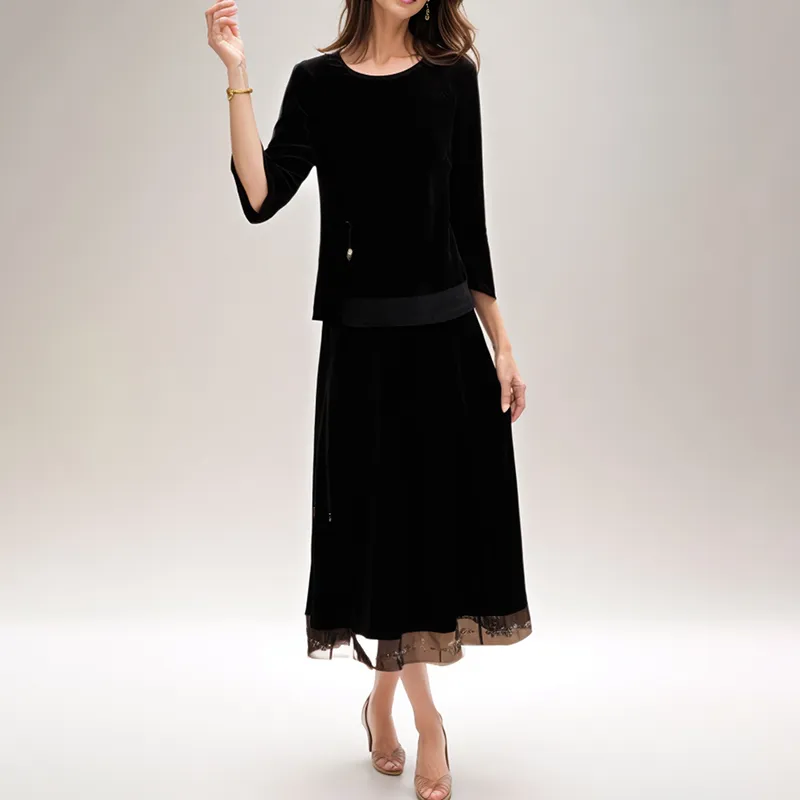 Mapping Skirt Set Women's Black-3