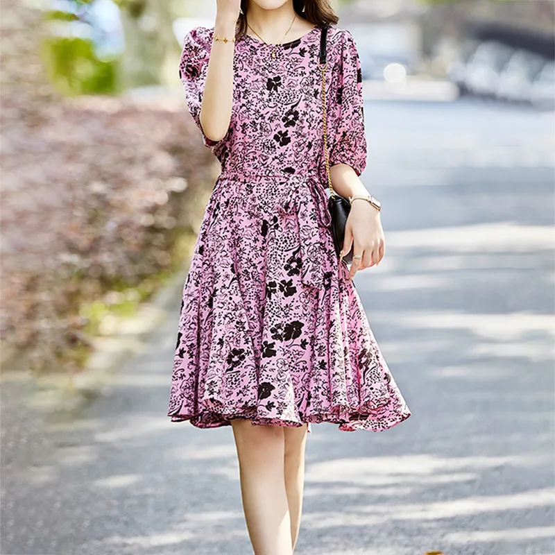 Mapping Short Sleeved Dresses Women's Plum Red-6