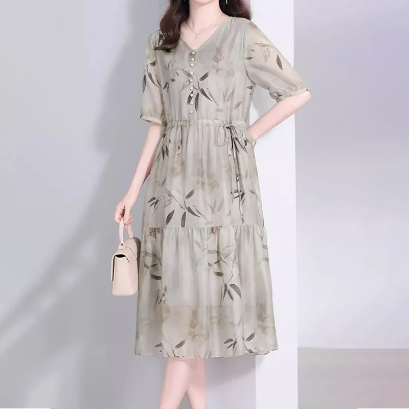 Mapping Short Sleeved Dresses Women's Greige-3