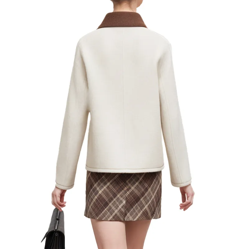 Mapping Velvet-feel Coat Women's Ecru-1